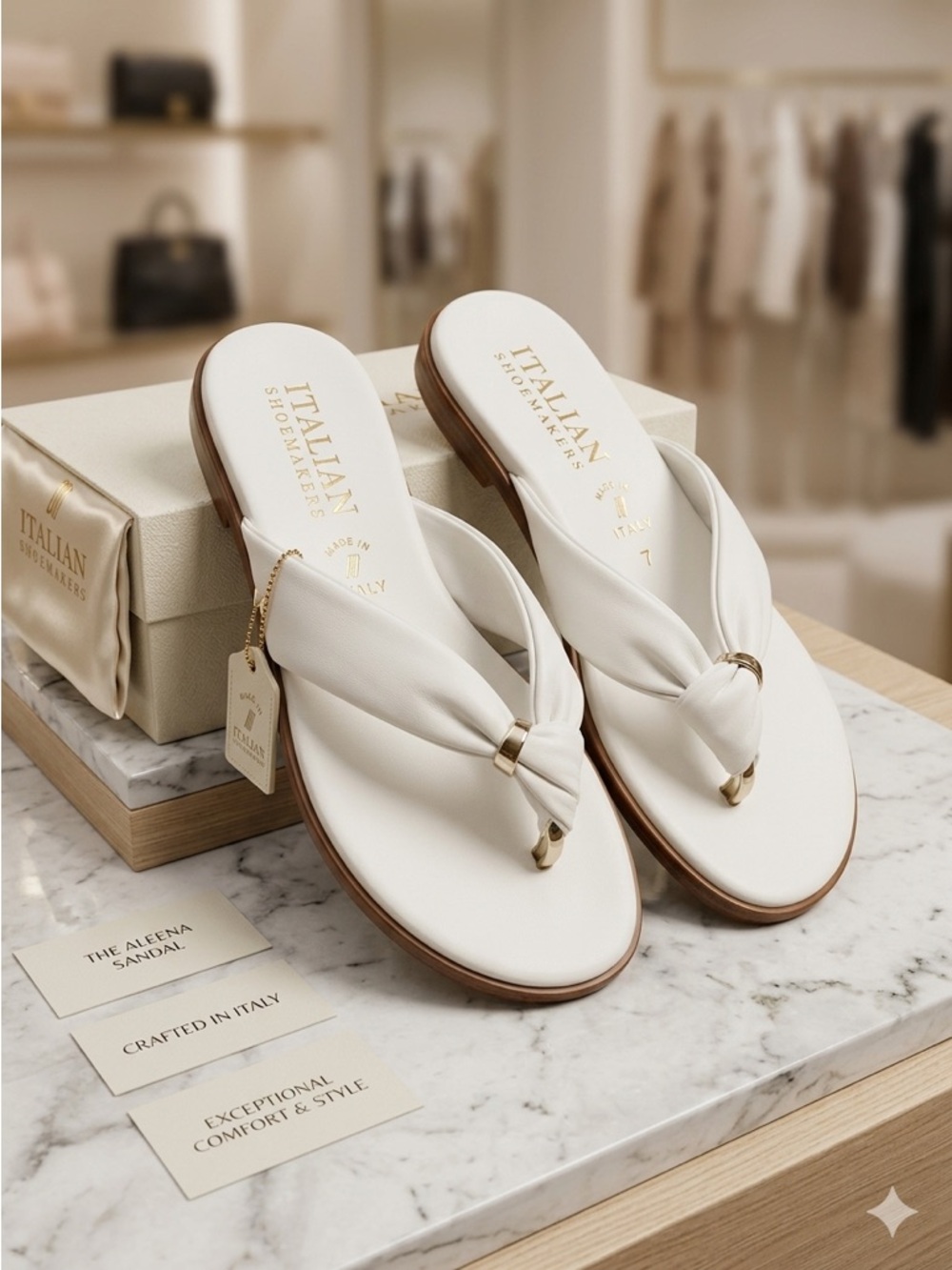 Italian Shoemakers Aleena Thong Sandals - White, Size 7 EUC